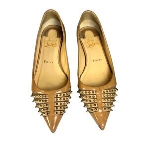 Christian Louboutin Studded Patent Pointed Toe Flats 36.5